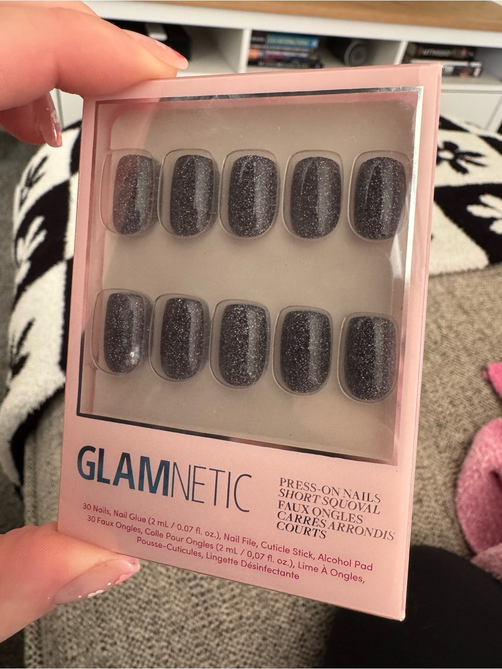 Glamnetic Glitter Charcoal Press-On Nails - 30 Pack